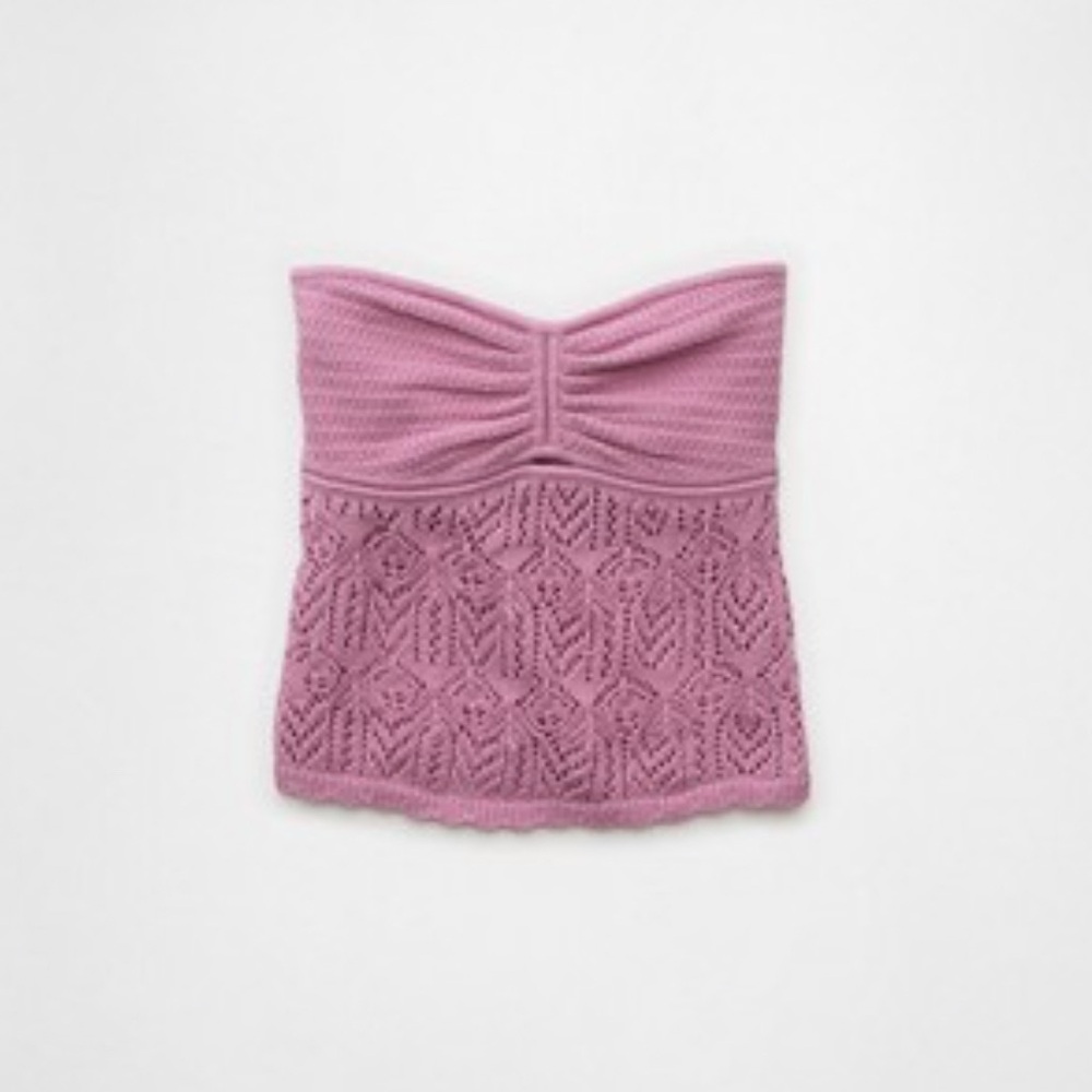 AE Cropped Crochet Tube Top Small